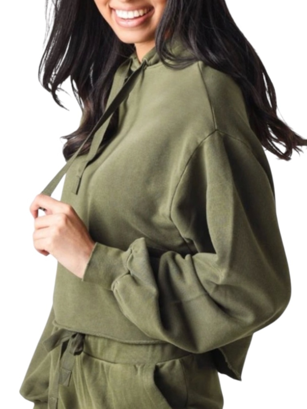 FRAME Crop Easy Hoodie Vintage Forest Green